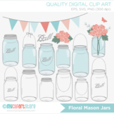 Clipart - Flowers / Roses in Mason Jars / Floral