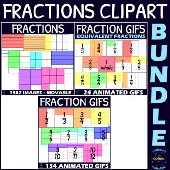 Preview of Clipart Fraction Squares and Fraction Square GIFs BUNDLE