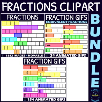 Preview of Clipart Fraction Strips and Fraction Strip GIFs BUNDLE