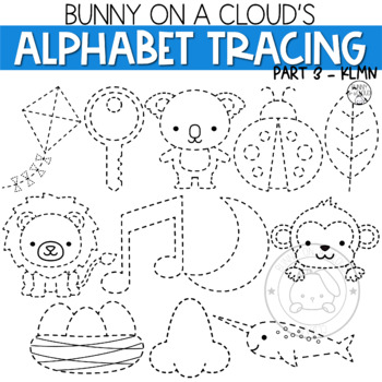 Preview of Alphabet Tracing Clipart Part 3 KLMN by Bunny On A Cloud
