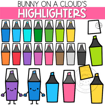 Highlighter Marker Clipart: 44 Classroom School Supplies Clip Art  Commercial Use