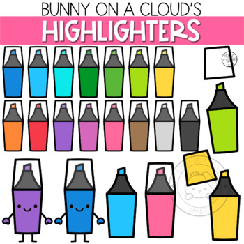 Highlighter Marker Clipart: 44 Classroom School Supplies Clip Art