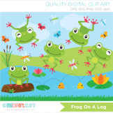 Clipart - Frog on a log, little speckled frogs, nursery rhymes