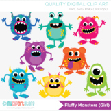 Clipart - Fluffy Monsters, Monster Mash, Birthday, Halloween