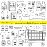 Grocery Store Digital Stamps Clipart