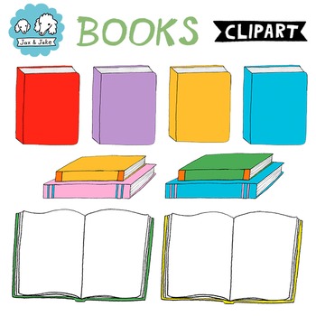 Preview of Open, Closed, and Stack of Books Clipart - Reading and Library Clip Art