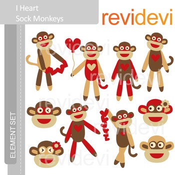 Preview of Valentine clip art: Sock monkey clipart