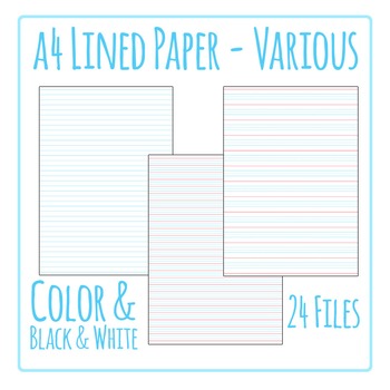 Preview of Lined Writing Paper / Pages - Writing Lines Templates Clip Art Pack / Clipart