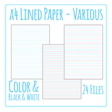 Lined Writing Paper / Pages - Writing Lines Templates Clip