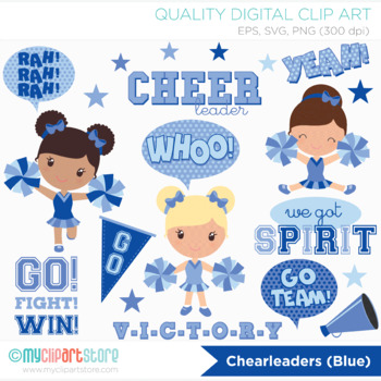 Preview of Little Cheerleaders Clipart (Blue)