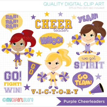 Preview of Clipart - Little Purple & Gold Cheerleaders