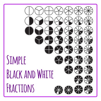 Preview of Fractions Icons Simple Lineart / Outlines Math Clip Art / Clipart Commercial Use