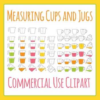 Preview of Measuring Cup / Measuring Jug Math Volume Amounts Clip Art / Clipart Set