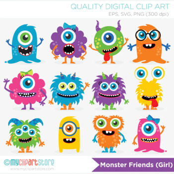 Preview of Clipart - Monster Friends in bright colors