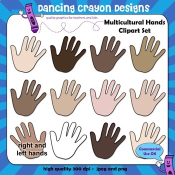 Hands: Multicultural Hands Clip Art Set by Dancing Crayon Designs