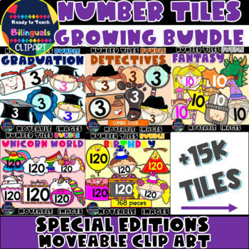 Preview of Clipart NUMBER Tiles: GROWING BUNDLE (SPECIAL EDITIONS) +15K