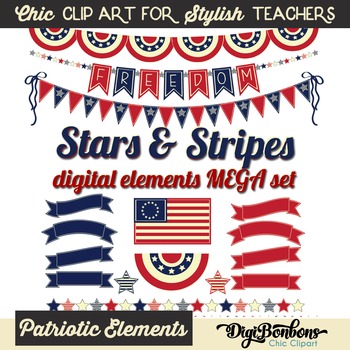 Preview of Stars and Stripes Patriotic Clipart Mega Set