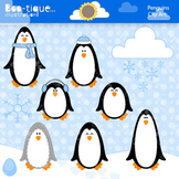 Clipart- Penguins and Snowflakes Clipart. Winter Clip Art.