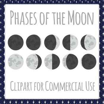 Phases of the Moon or Moon Cycles Clip Art Pack for Commercial Use