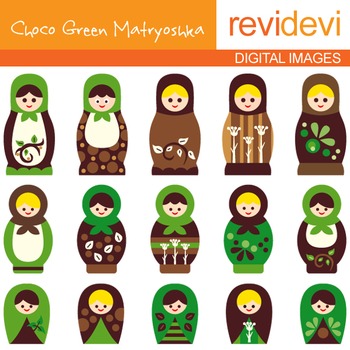 Preview of Clipart Russian Nesting Dolls - Choco Green Matryoshka