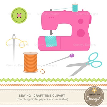 Clipart: Sewing , Craft Buttons, Sewing Machine, Pins, Needles, Thread ...