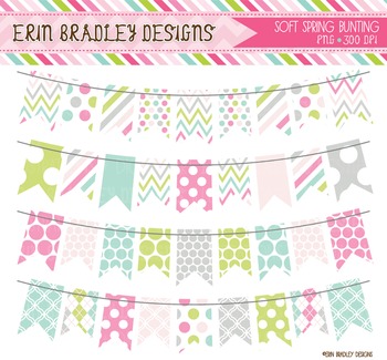 Clipart - Spring Colors Bunting by Erin Bradley Designs | TpT