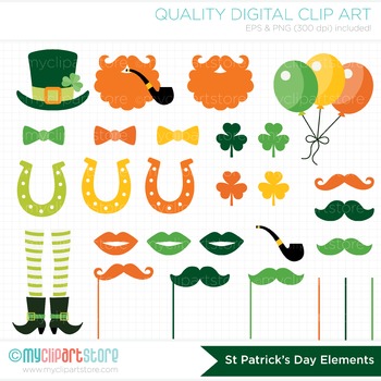 St Patricks Day Stickers Clipart - Vector Image Design by MyClipArtStore