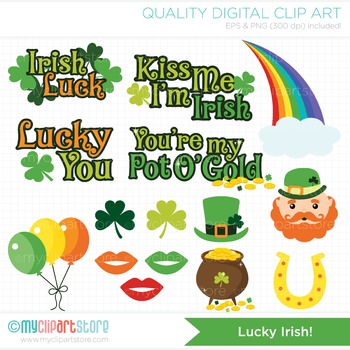 St Patricks Day Stickers Clipart - Vector Image Design by MyClipArtStore