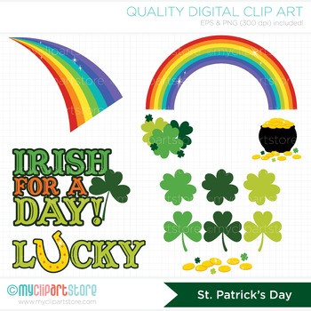 St Patricks Day Stickers Clipart - Vector Image Design by MyClipArtStore