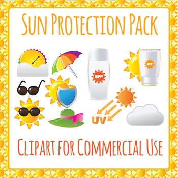 Sunsmart Sun Protection Summer Sunscreen Hat Etc Clip Art Clipart Set