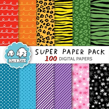 Preview of Clipart: Super Paper Bundle 100 Digital Papers | Clipart Backgrounds