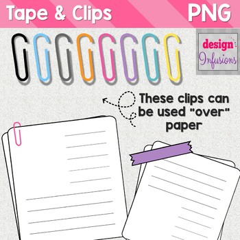 Clipart: Tape and Paper Clips by design Infusions | TPT