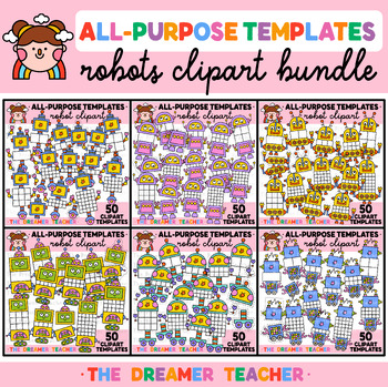 Preview of Robot Clipart Bundle Sections Templates Graphics For All Subjects