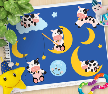 Preview of Clipart - The Cow and The Moon / Nursery / Baby