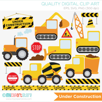 Preview of Clipart - Transportation - Construction Vehicles (Yellow)