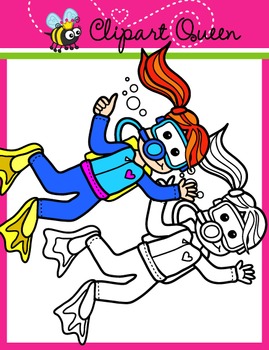 Preview of FREE Clipart: Underwater Adventure Kid Scuba Diver