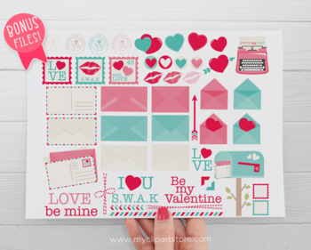 Love Mail Stamps Clipart. Valentines Day, Love Letter PNG