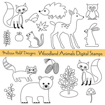Woodland Animals Digital Stamps Clipart By Scrapster By Melissa