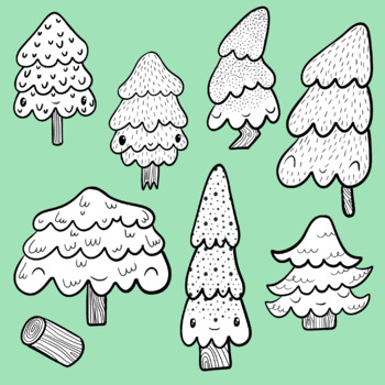 pine tree clipart black and white