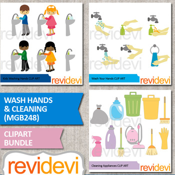 Preview of Clipart bundle wash hands and cleaning
