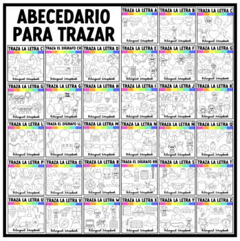 Preview of Clipart del Abecedario en Español Para Trazar Spanish Tracing Alphabet 