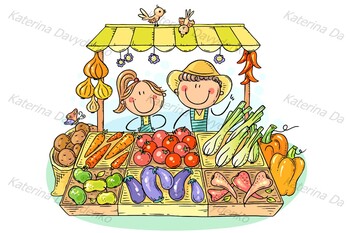 Preview of Clipart - farmers selling organic vegetables at the market