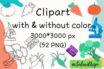 Preview of Clipart - materials for making worksheet, workbook, coloring book (52 PNG)