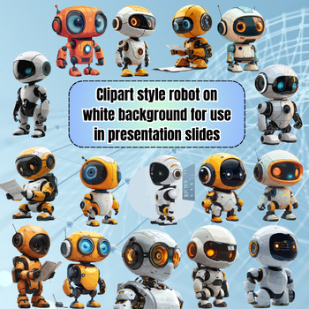 Preview of Clipart style robot on white background for use in presentation slides