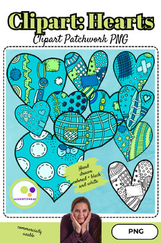Preview of Cliparts hearts | Patchwork style | commercial use