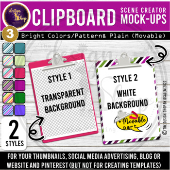 Preview of Clipboard Clipart Transparent Background Movable Mockup Scene Creator Set 3