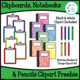 Clipboards, Notebooks & Pencils Clipart Freebie
