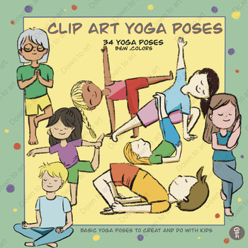 Preview of Clip Art  Yoga 34 Poses colors/B&W to use for any creative