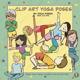 Clip Art  Yoga 34 Poses colors/B&W to use for any creative