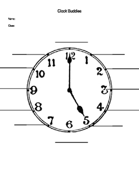 Clock Buddies Generic Form by Middle School English with Natalie